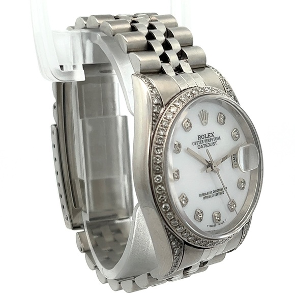 ROLEX Oyster Perpetual DATEJUST Automatic 34mm Steel Diamond Watch main image 7